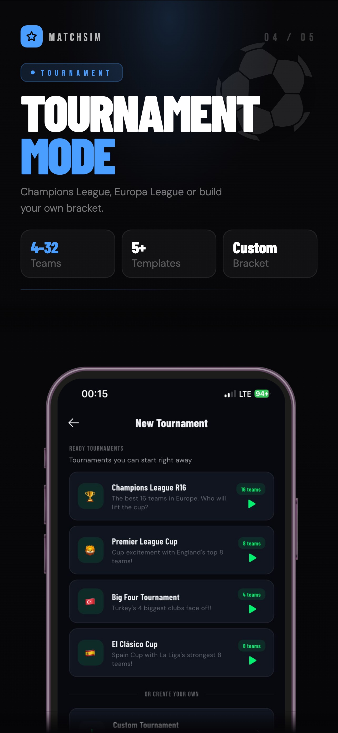 Tournament Mode with Champions League, Europa League